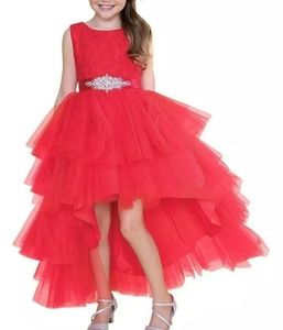 Red hi-low girl's dress gown flower girl L 12 14